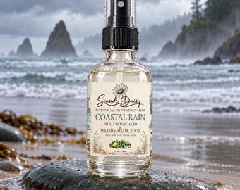 Coastal Rain Hydration Mist, Hyaluronic Acid, Tremella Mushroom, Aloe Vera & Panthenol, Botanical Face and Body Spray, 4 oz