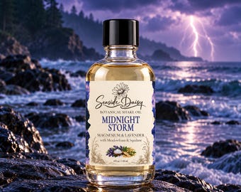 Midnight Storm Shake Oil, Botanical Body Oil, Magnesium & Lavender, Moisturizing Body Care, Pacific Northwest Inspired Skincare