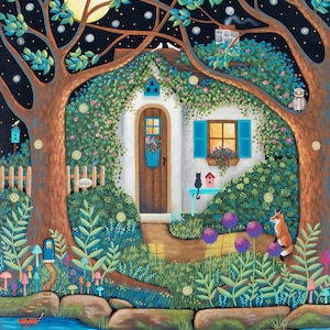 8x10" Secret Cottage Hand-Signed Giclee Print by Mary Charles Folk Art