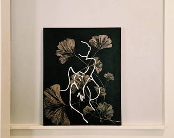 Woman - Original Modern Mixed Media Contour Painting