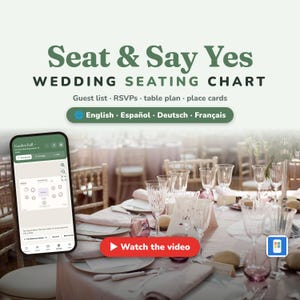 Wedding Seating Chart App, Guest List Tracker, RSVP & Table Plan, Place Cards (Digital Download)