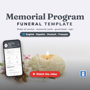 Memorial Program App, Funeral Template, Celebration of Life Sign, Planning Checklist (Digital Download)