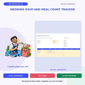 Wedding RSVP and Meal Count Tracker | Excel Spreadsheet and PDF Guide