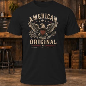 Camiseta American Original – Camiseta de hombre estilo vintage con águila patriótica imagen 1