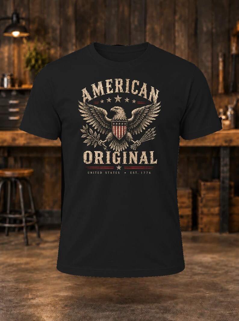 Camiseta American Original – Camiseta de hombre estilo vintage con águila patriótica imagen 1