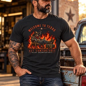 Bienvenido a Texas - Camiseta con estampado de vaquero esqueleto para hombre imagen 2