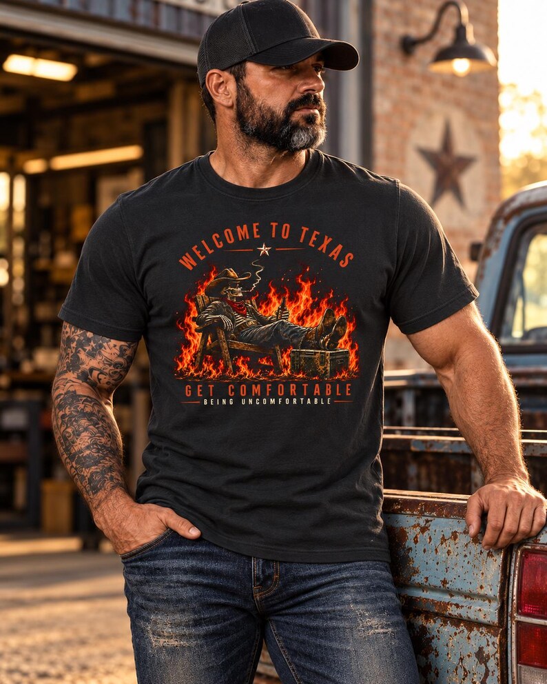 Bienvenido a Texas - Camiseta con estampado de vaquero esqueleto para hombre imagen 2