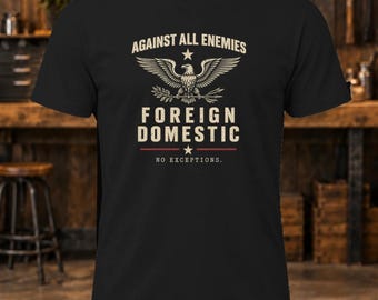 Camiseta "Contra todos los enemigos" – Camiseta gráfica patriótica de águila para hombre
