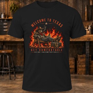 Bienvenido a Texas - Camiseta con estampado de vaquero esqueleto para hombre imagen 1