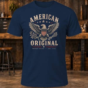 Camiseta American Original – Camiseta de hombre estilo vintage con águila patriótica imagen 3