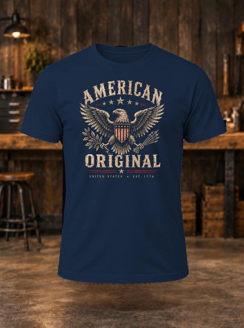 Camiseta American Original – Camiseta de hombre estilo vintage con águila patriótica imagen 3