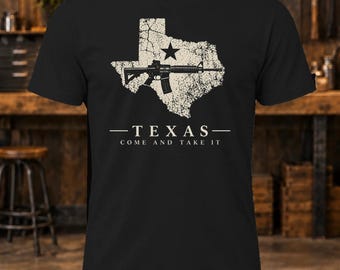 Camiseta Texas Come and Take It – Camiseta para hombre con estampado de rifle de Texas desgastado