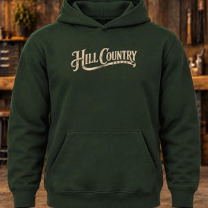 Sudadera con capucha Hill Country – Sudadera con letras vintage de Texas