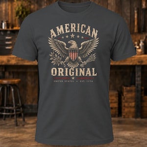 Camiseta American Original – Camiseta de hombre estilo vintage con águila patriótica imagen 4