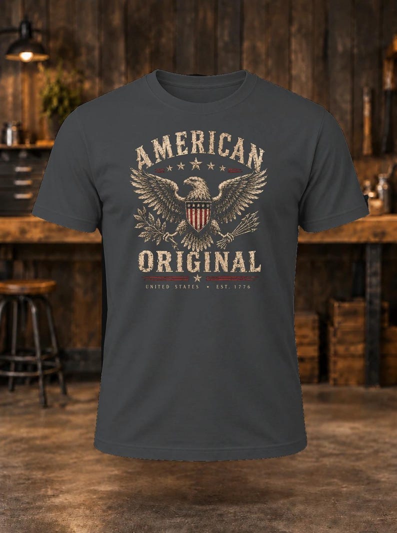 Camiseta American Original – Camiseta de hombre estilo vintage con águila patriótica imagen 4