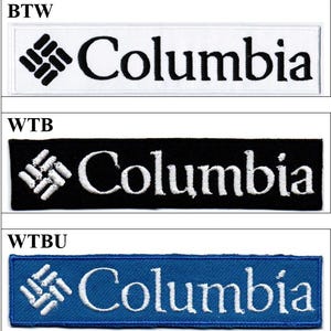 May include: Three rectangular embroidered patches featuring the Columbia logo. The top patch is white with black embroidery, the middle is black with white embroidery, and the bottom is blue with white embroidery. Each patch includes the text Columbia.