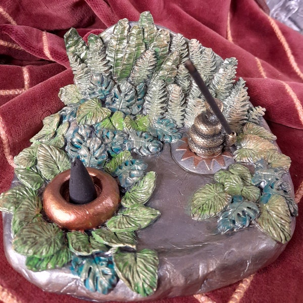 Watch your Step Coiled Snake Incense Holder Burner Mixed Media Handcrafted Gifts Friends Co Workers Home Office Decor Collections