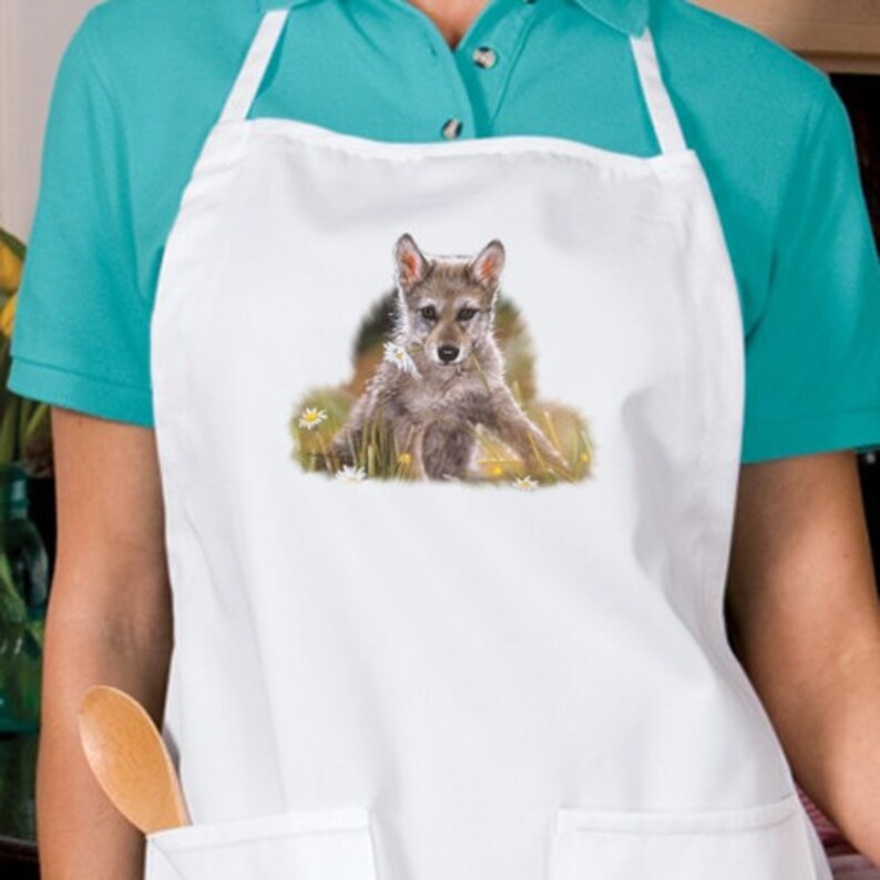 Wolf Pup Daisies New Apron Kitchen Cook Parties Events