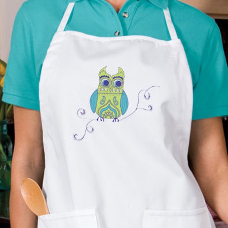 Retro Paisley Owl New Apron Cooks Bakers Parties Events Gifts