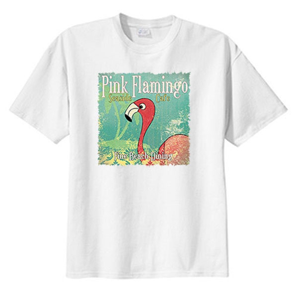 Flamingos Seaside Cafe New T Shirt S M L XL 2X 3X 4X 5X Beachy Summer Plus Sizes