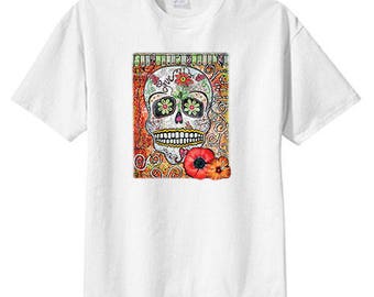 Sugar Skull Floral Love New  T Shirt S M L XL 2X 3X 4X 5X Day Of The Dead