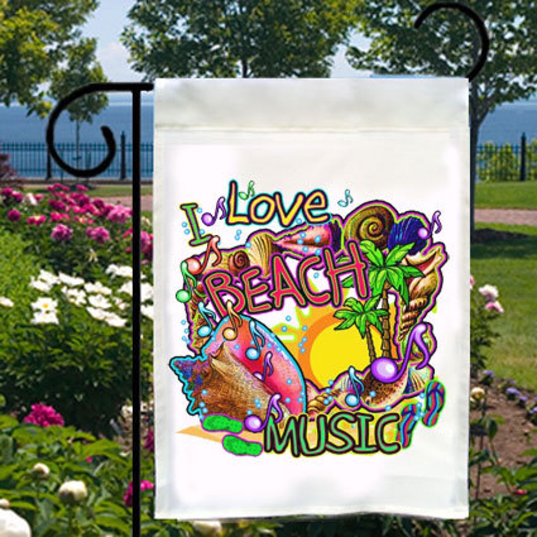 I Love Beach Music Small Garden Flag Fun for Home Business Etsy