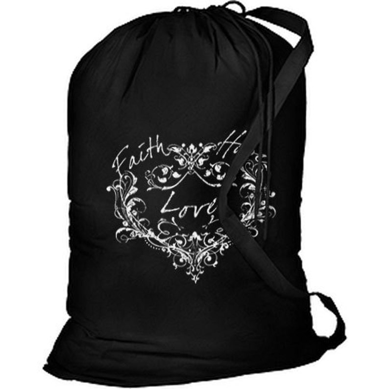 Faith Hope Love Heart New Cotton Laundry Bag Camping Travel Duffle Tote