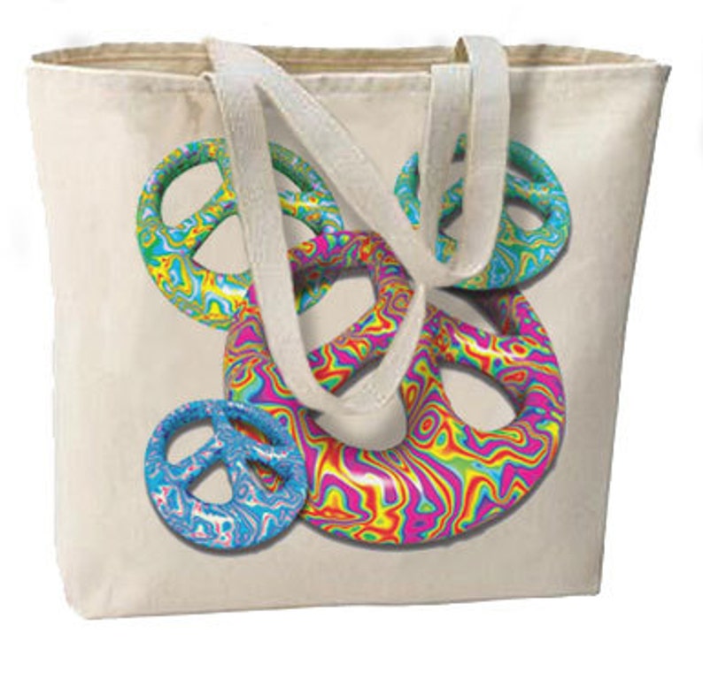 Groovy Peace New Large Canvas Tote Bag Shopping Fun Bag All Purpose