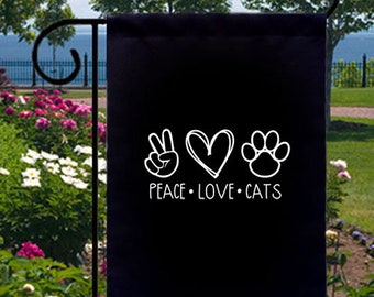 Peace Love Cats New Small Garden Yard Flag Home Events Fun Decor Gifts