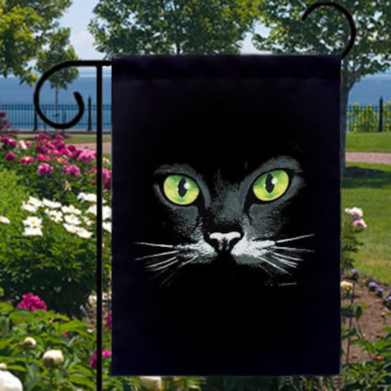 Green Eyes Black Cat New Small Garden Yard Flag Uniquely Cool Etsy