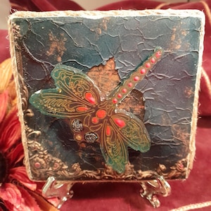 Gothic Dragonfly Unique Ceramic Tile Wall Hangings Small Spaces Display Gifting Decor Friends Decor Office Mantle Shelf Themes