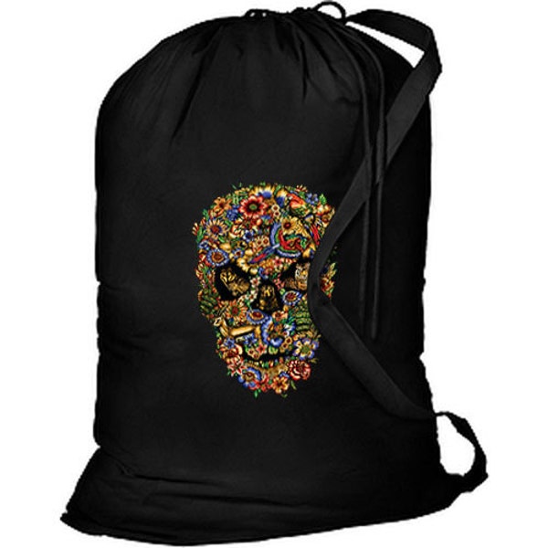 Fauna Flora Skull New Cotton Laundry Bag Camp Travel Animals Flowers Gothic