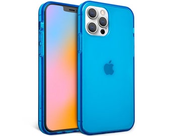 Neon Blue iPhone Case BRIGHT! - iPhone 13 Case, iPhone 13 Pro Max Case, iPhone 12 Case, iPhone 11 Case / Protective Neon Blue Clear Case