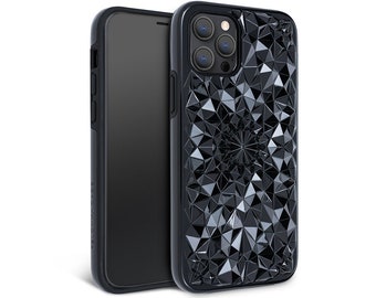 Glänzende schwarze Kaleidoskop iPhone Hülle für iPhone 14, iPhone 13, iPhone 12 Pro, iPhone 12 Pro Max - 360º 6 Foot Drop Schutz iPhone Case