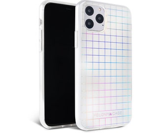 Holographic Grid iPhone Case - Protective holographic case for iPhone 12 mini, 12, 12 Pro, 12 Pro Max Case - Holographic Protective Case