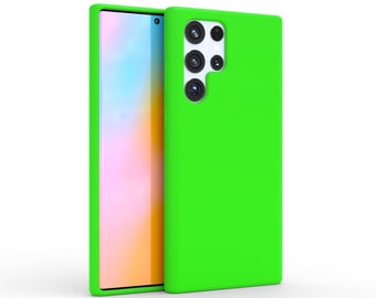 Neon Green Samsung Galaxy S22 Case - Samsung S22 Case, S22+ Plus Case, S22 Ultra Case // Neon Green Silicone Samsung S22 Case