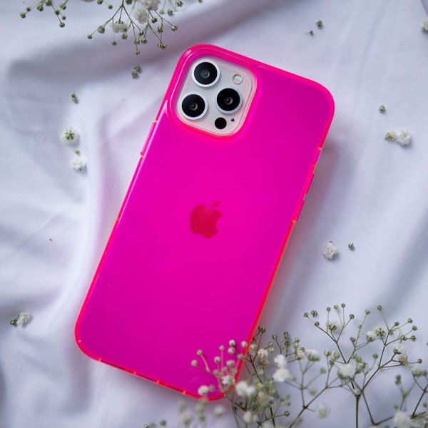 Neon Pink iPhone 14 Case - BRIGHT! iPhone 14 Pro Max, iPhone 13 Case, iPhone 13 Pro, iPhone 13 Mini / Protective Neon Pink Case