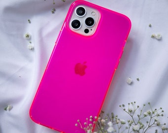 Neon Pink iPhone Case BRIGHT! iPhone 15 Case, iPhone 14, iPhone 13 Pro Max, iPhone 12 Case, iPhone 11 Case / Protective Neon Pink Clear Case