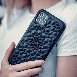 Matte Black Kaleidoscope iPhone Case for iPhone 13, iPhone 12/12 Pro, iPhone 13 Pro Max Case - 360º 6 Foot Drop Protection Case