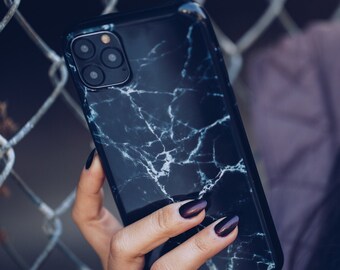 Black Marble Case - iPhone 13 Case, iPhone 12 Case, iPhone 12 Pro Case, iPhone 13 Pro Max Case - 360º 6ft Drop Protection Black Marble Case