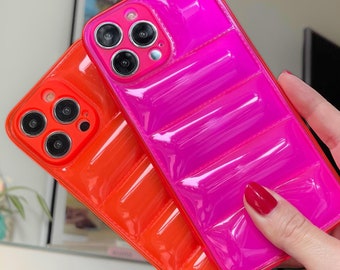 SQUISHY! Neon Pink Puffer iPhone Case - iPhone 15 Case