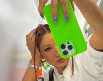 Neon Green iPhone MagSafe Case - iPhone 15 Case, iPhone 14 Case 13 Case, iPhone 12 Pro Max iPhone 11 Pro Max Case / Neon Green Silicone Case