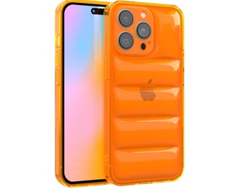 SQUISHY! Neon Orange Puffer iPhone Case - iPhone 15 Pro Case, iPhone 14 Pro Max Case iPhone 12 Pro Max 13 Pro Max 14 Pro Max Protective Case