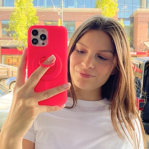 ¡IMPRESIONANTE! Funda de silicona rosa neón para iPhone - Funda para iPhone 15 Funda para iPhone 13 Funda para iPhone 14 Funda para iPhone 13 Pro Funda para iPhone 12 Pro Max Funda rosa neón
