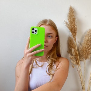 Neon Green iPhone MagSafe Case - iPhone 16 Pro Max Case, iPhone 15 Pro Case iPhone 14 Case iPhone 12 Pro Max Case / Neon Green Silicone Case