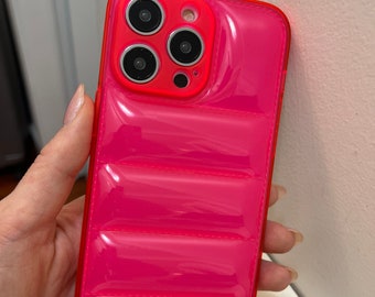 Puffer iPhone Case Neon Pink BRIGHT! iPhone 15 Case, iPhone 13 Case, iPhone 12 Pro Max, iPhone 11, 14 Pro, iPhone 13 Case / Protective Case