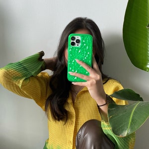 BRIGHT! Neon Green Clear Kaleidoscope iPhone Case for iPhone 13, iPhone 13 Pro, iPhone 13 Pro Max Case - Stylish Protective iPhone Case