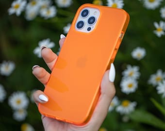 BRIGHT! Custodia arancione per iPhone per iPhone 14, custodia per iPhone 13, custodia per iPhone 12/12 Pro, custodia per iPhone 13 Pro, custodia per 11 Pro Max / custodia trasparente arancione neon