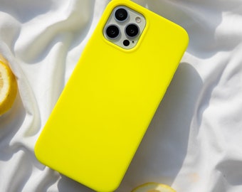 Neon Yellow iPhone Case BRIGHT! Silicone Protective Case for iPhone 14, 14 Pro iPhone 13 Pro Max, iPhone 13, iPhone 12 Pro Max iPhone 12 Pro