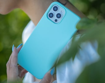 Capa protetora de silicone verde menta macia para iPhone, capa para iPhone 12 mini, capa para iPhone 12, capa para iPhone 12 Pro, capa para iPhone 12 Pro Max